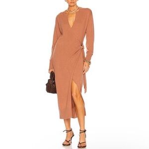 JONATHAN SIMKHAI Wrap Knit Dress in tan size M